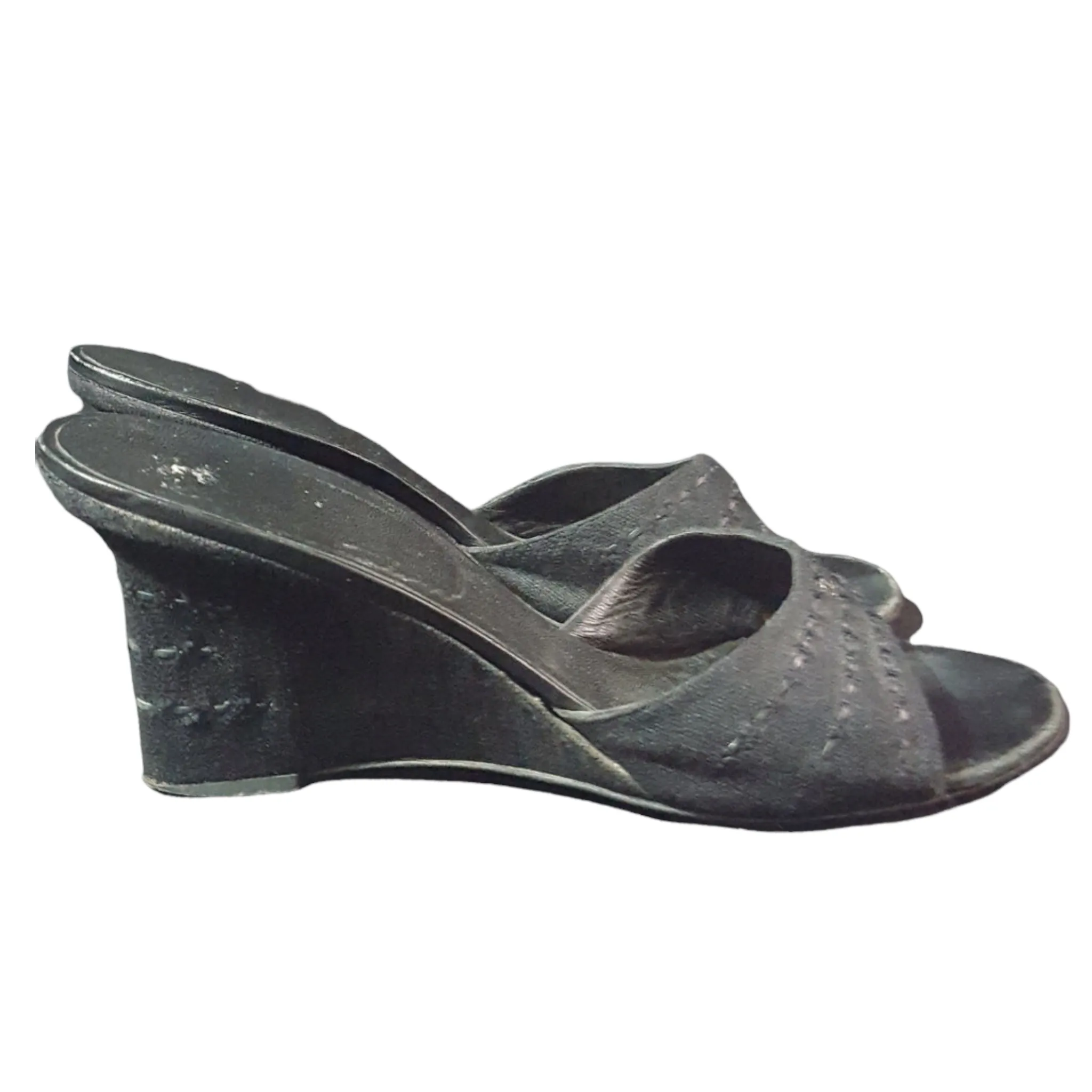 Chanel  Canvas Whipstich Wedge size 39.5