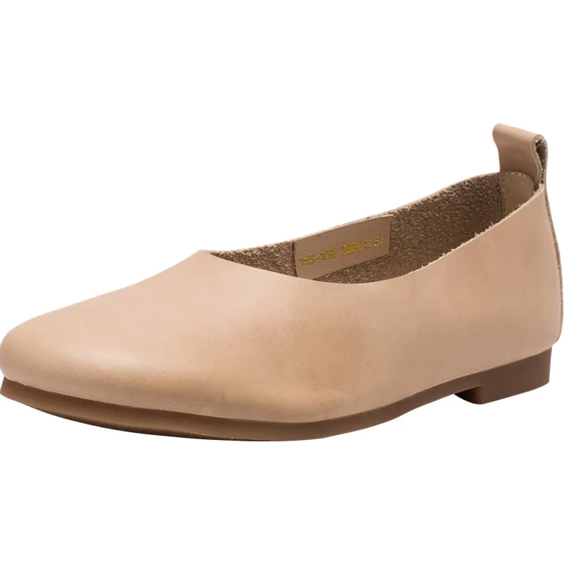 Soft Leather Flat Slip on Loafers