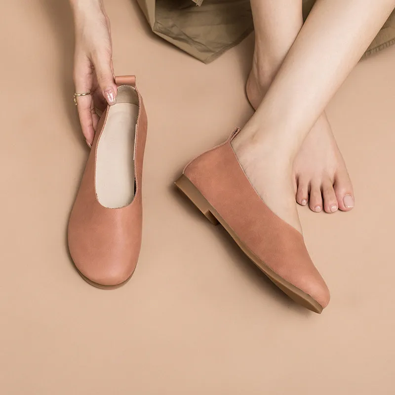 Soft Leather Flat Slip on Loafers