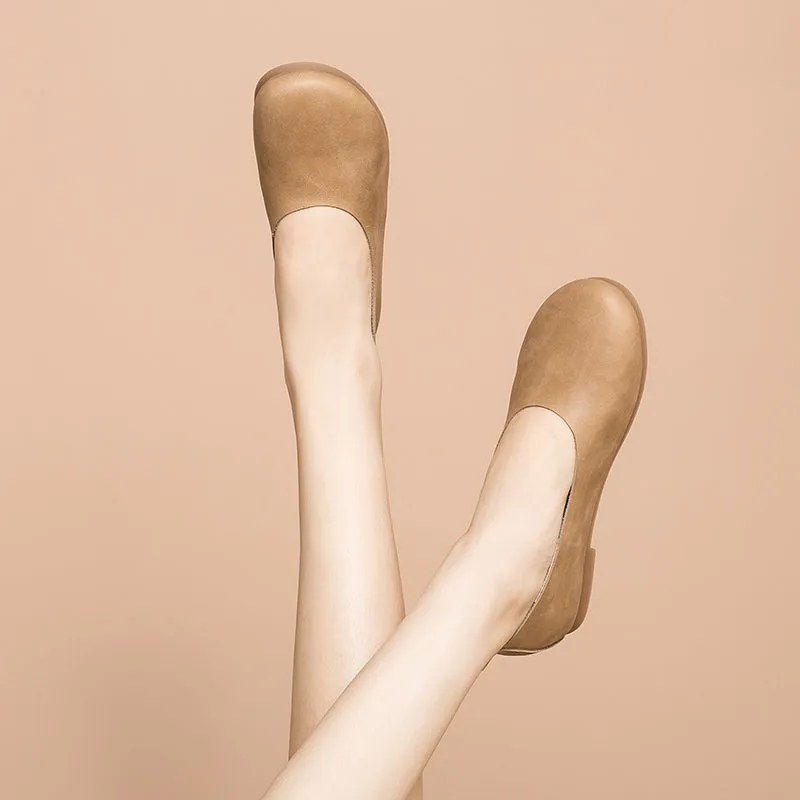 Soft Leather Flat Slip on Loafers