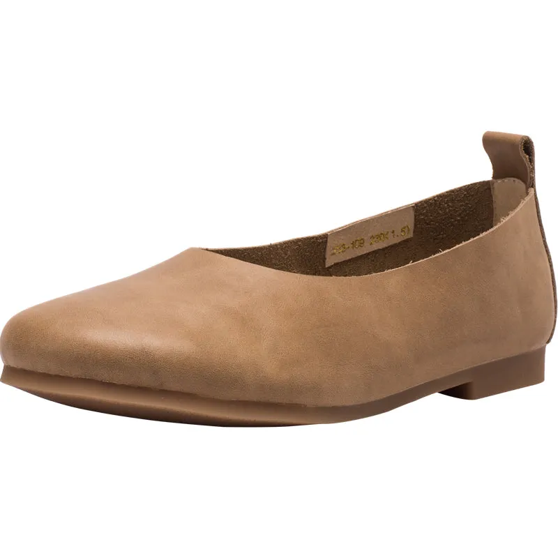 Soft Leather Flat Slip on Loafers