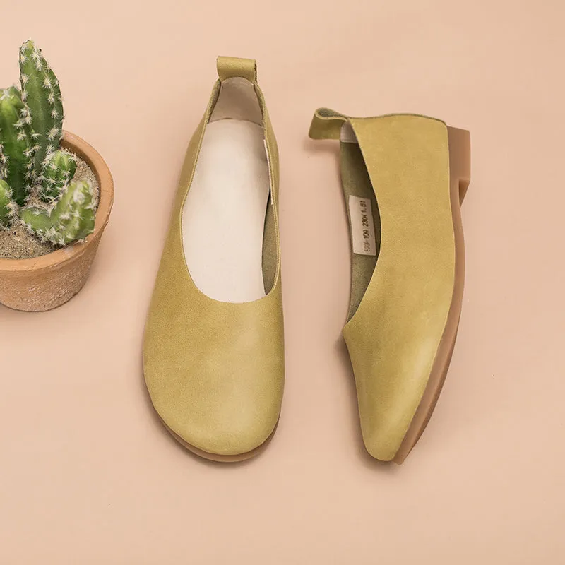 Soft Leather Flat Slip on Loafers