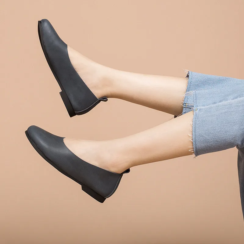 Soft Leather Flat Slip on Loafers