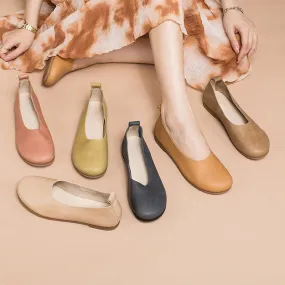 Soft Leather Flat Slip on Loafers
