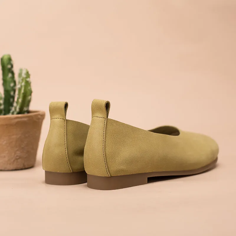 Soft Leather Flat Slip on Loafers