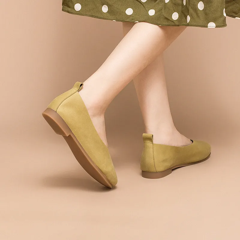 Soft Leather Flat Slip on Loafers