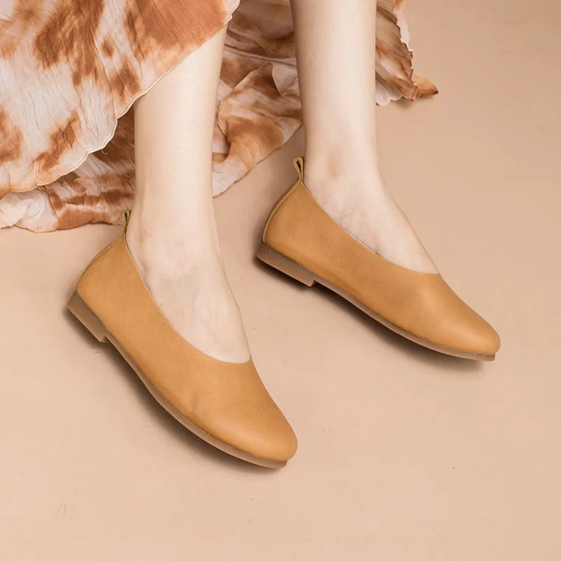 Soft Leather Flat Slip on Loafers