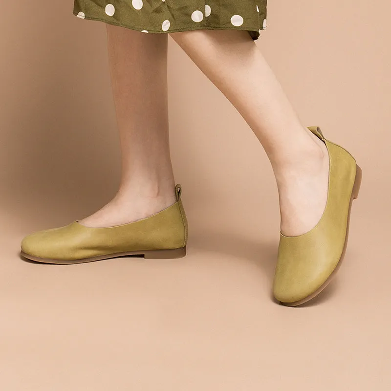 Soft Leather Flat Slip on Loafers