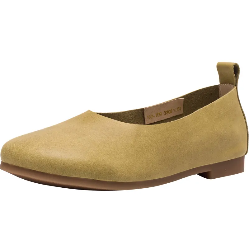Soft Leather Flat Slip on Loafers