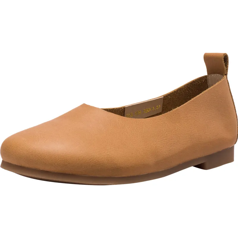 Soft Leather Flat Slip on Loafers